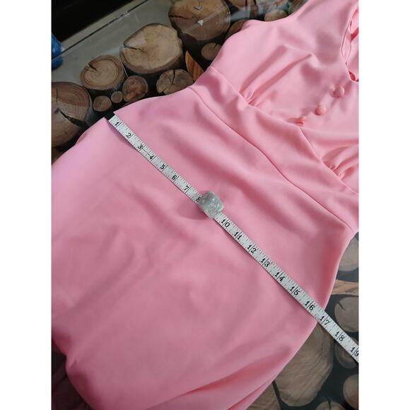 Vintage Maxi Dress and Matching Shrug Jacket Set 1960s Mod Geometric Floral Pink - Picture 10 of 15